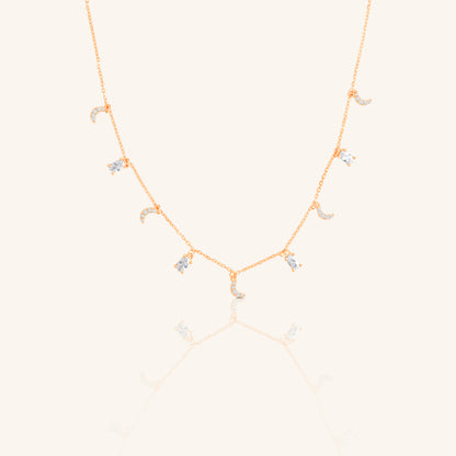Moon Oval Diamond Chain Pendant