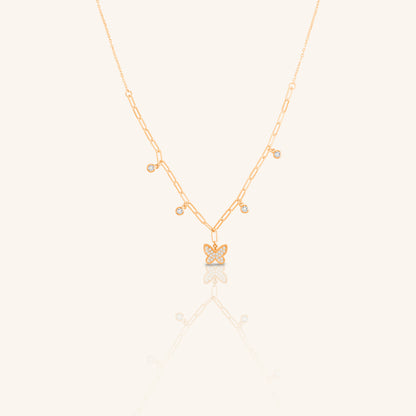 Butterfly and Round Diamond Chain Pendant