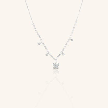 Butterfly and Round Diamond Chain Pendant