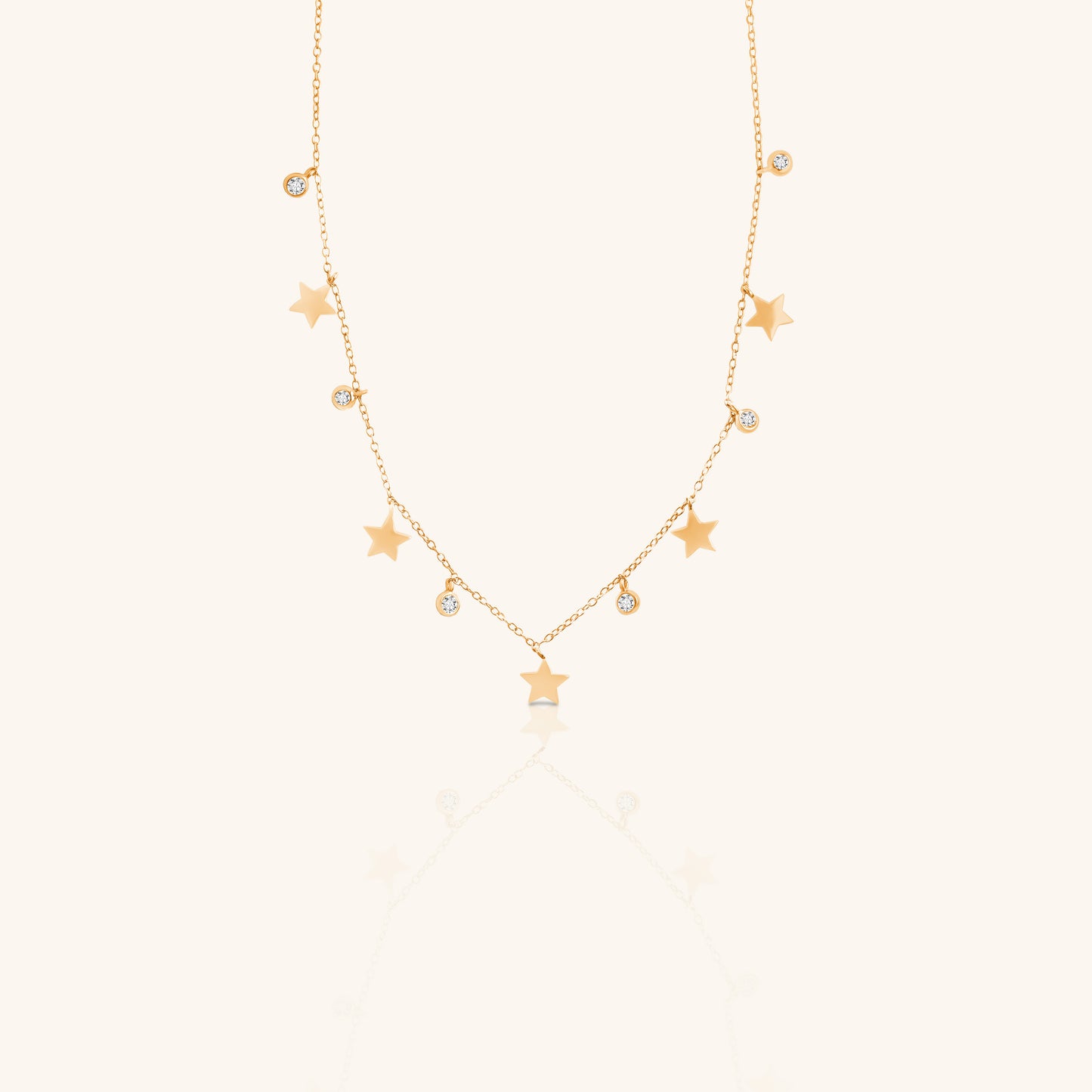 Plain Star Charm and Round Diamond Chain
