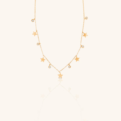 Plain Star Charm and Round Diamond Chain