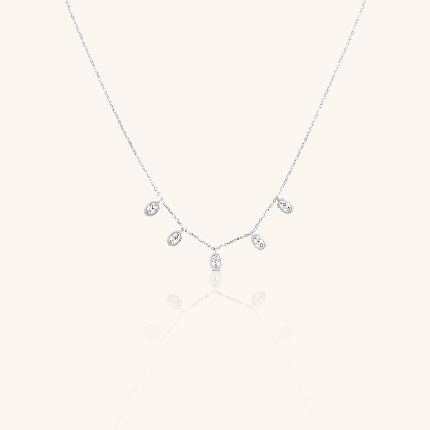 Oval Diamond Hanging Chain Pendant