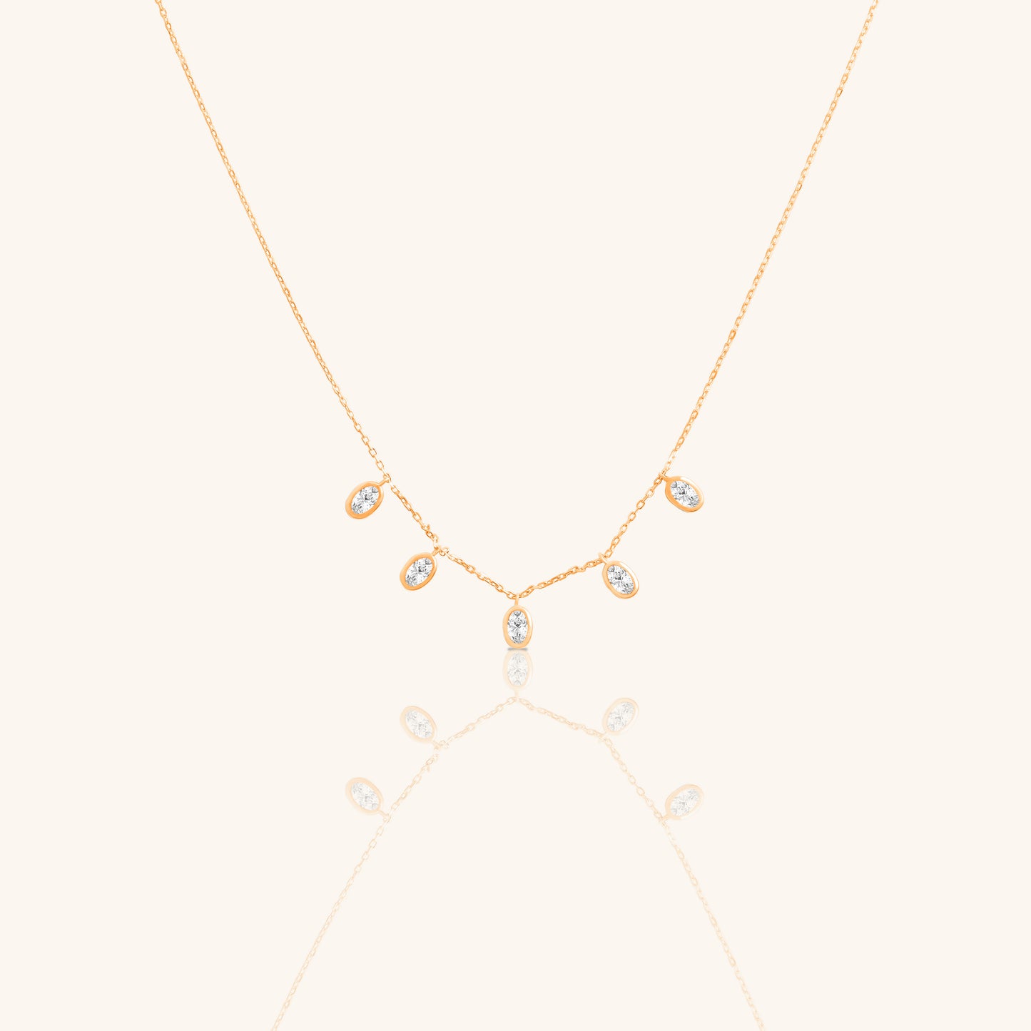 Oval Diamond Hanging Chain Pendant