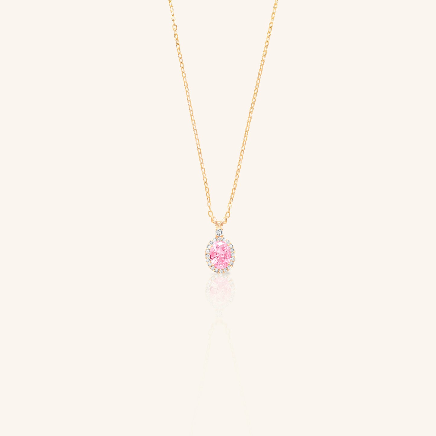 Pink Oval Diamond Chain Pendant