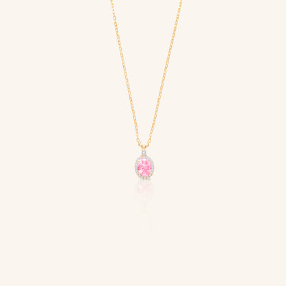 Pink Oval Diamond Chain Pendant