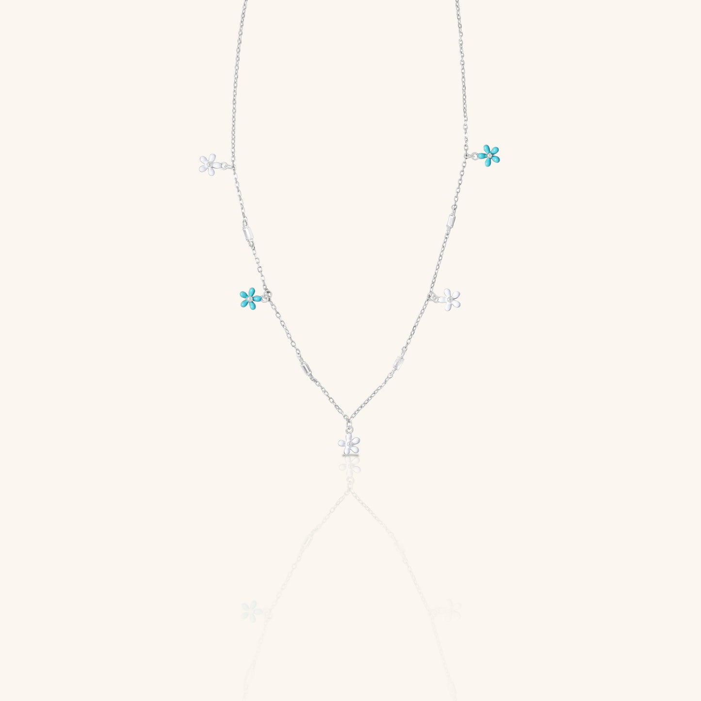 Blue and White Flower Charm and Chain