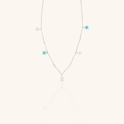 Blue and White Flower Charm and Chain