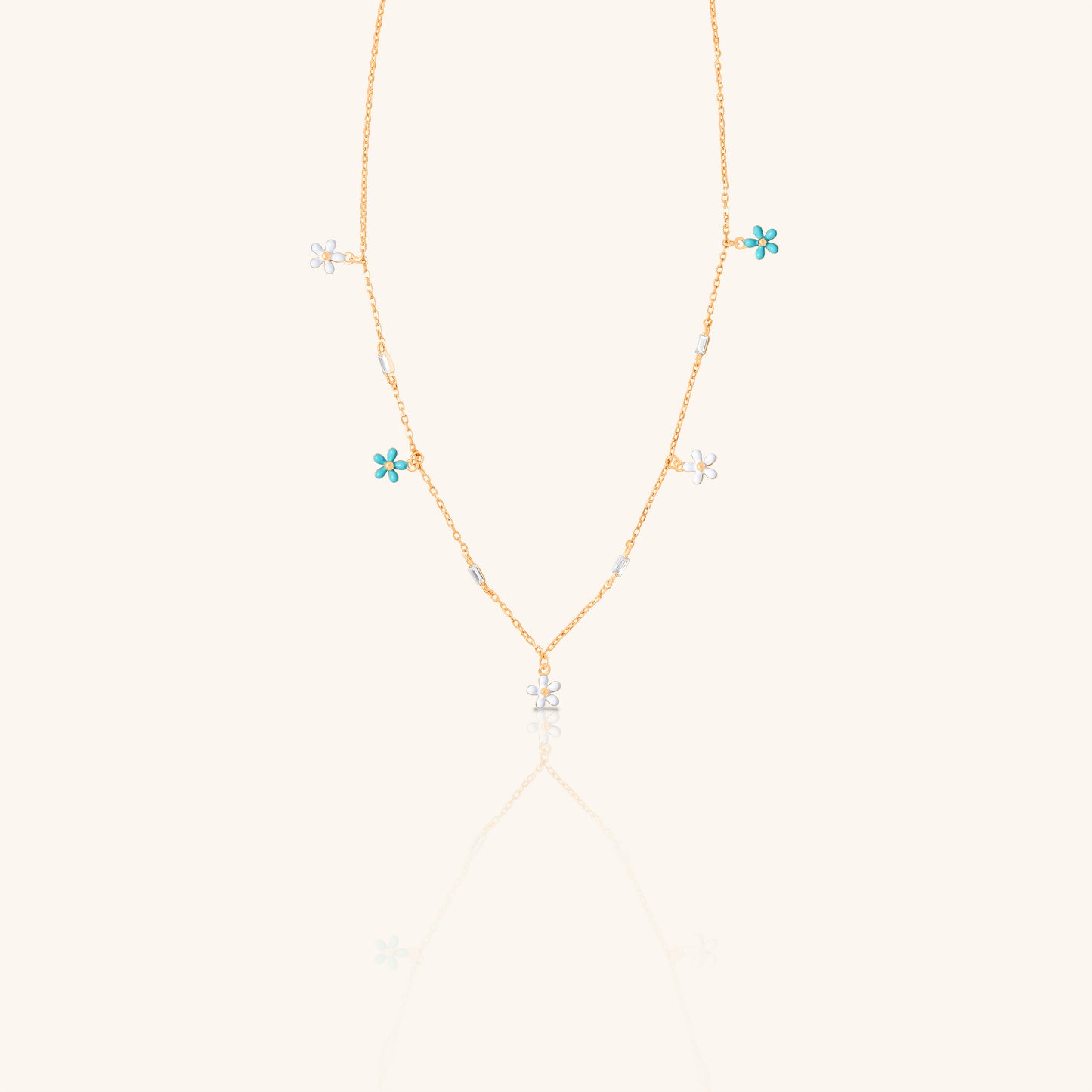 Blue and White Flower Charm and Chain