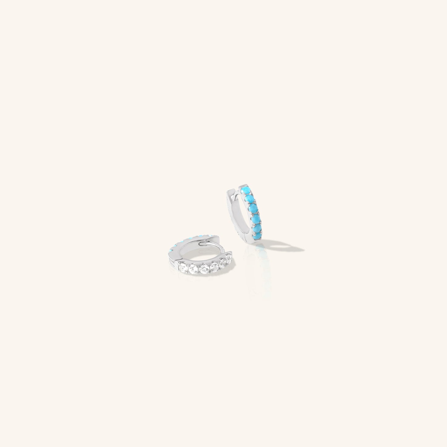 Diamond and Turquoise Huggies