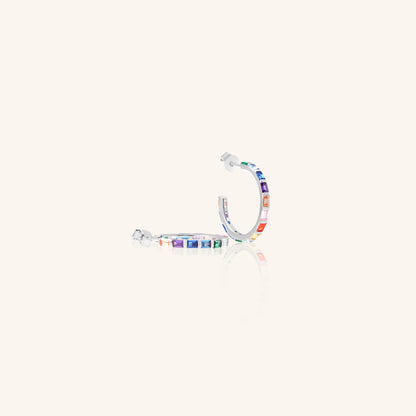 Single Line Rainbow Baguette Hoop