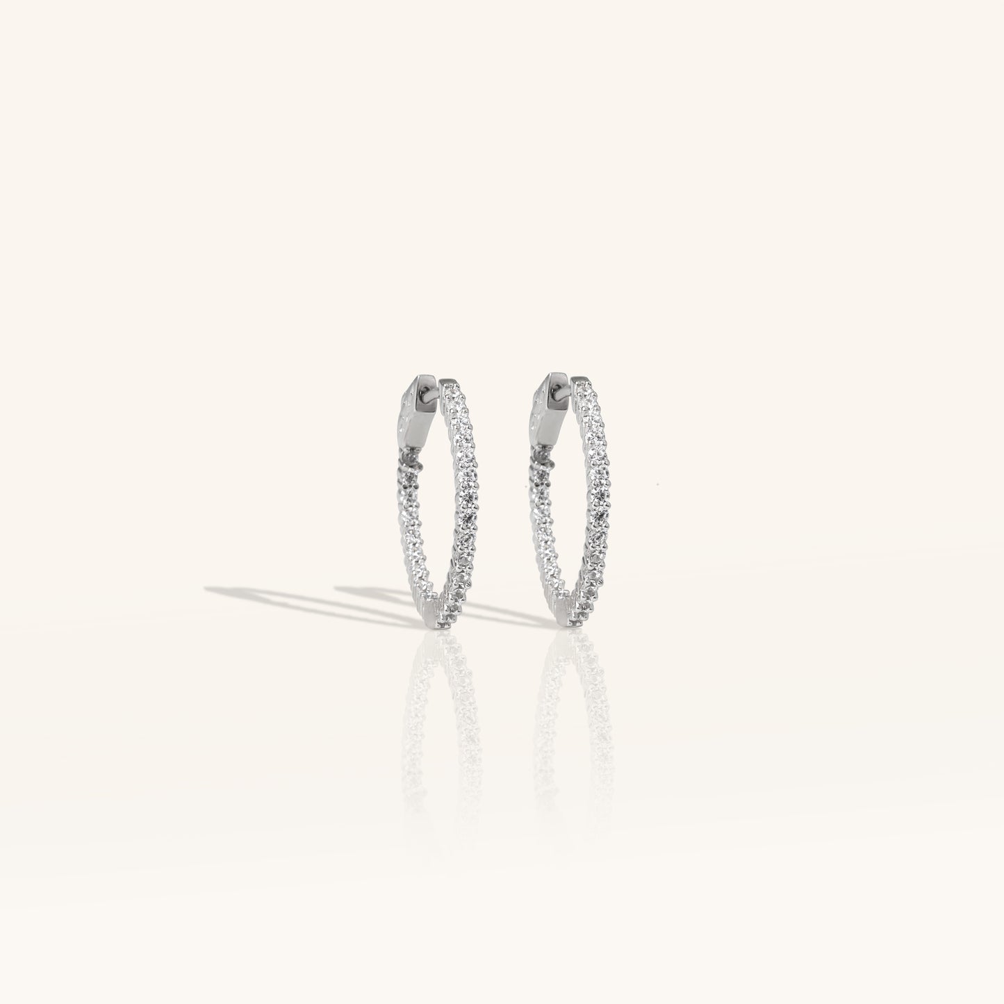 Single Line Diamond Medium Hoop