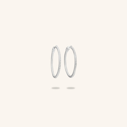 Single Line Round Diamond Hoops