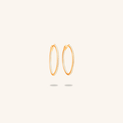 Single Line Round Diamond Hoops