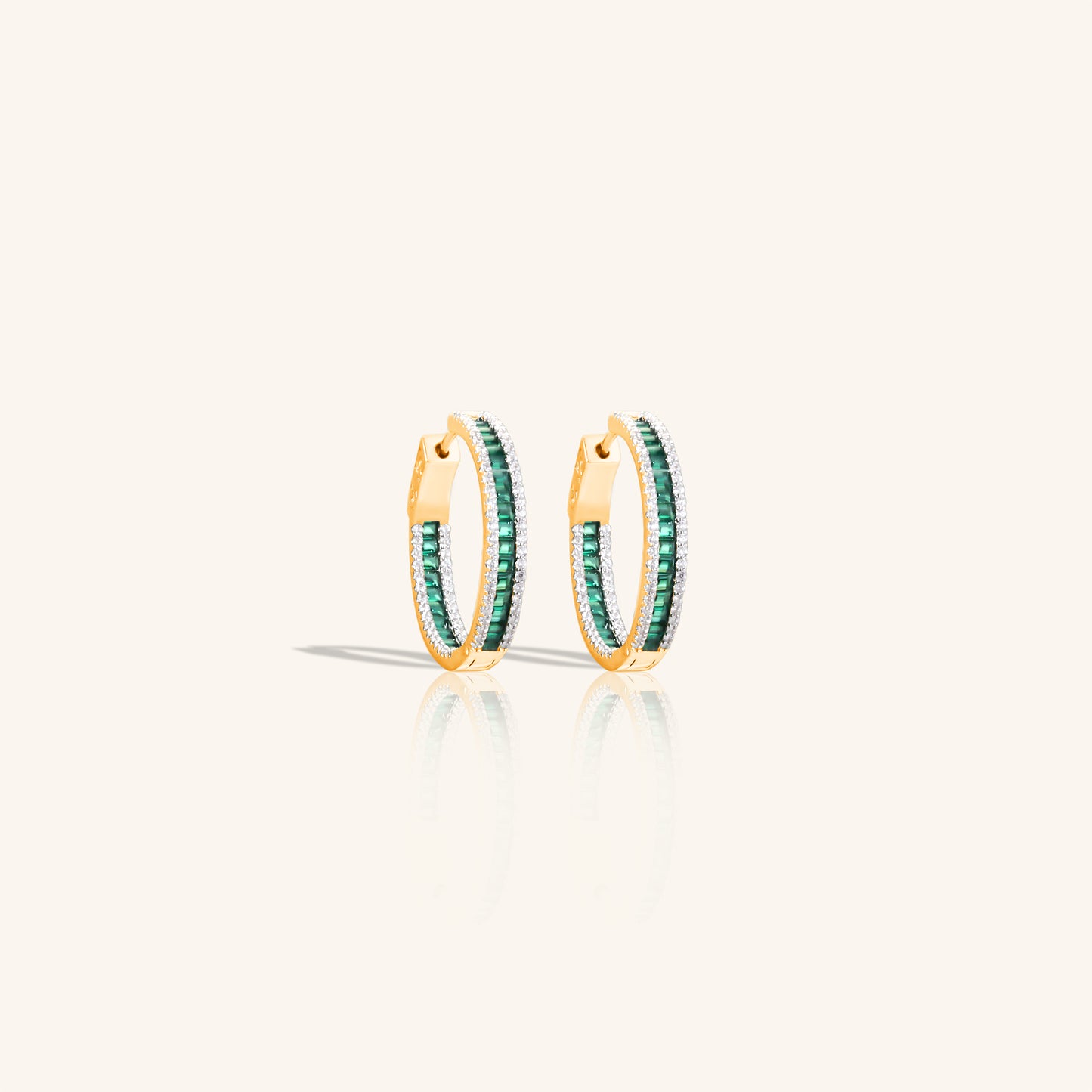 Emerald Baguette Diamond Hoop