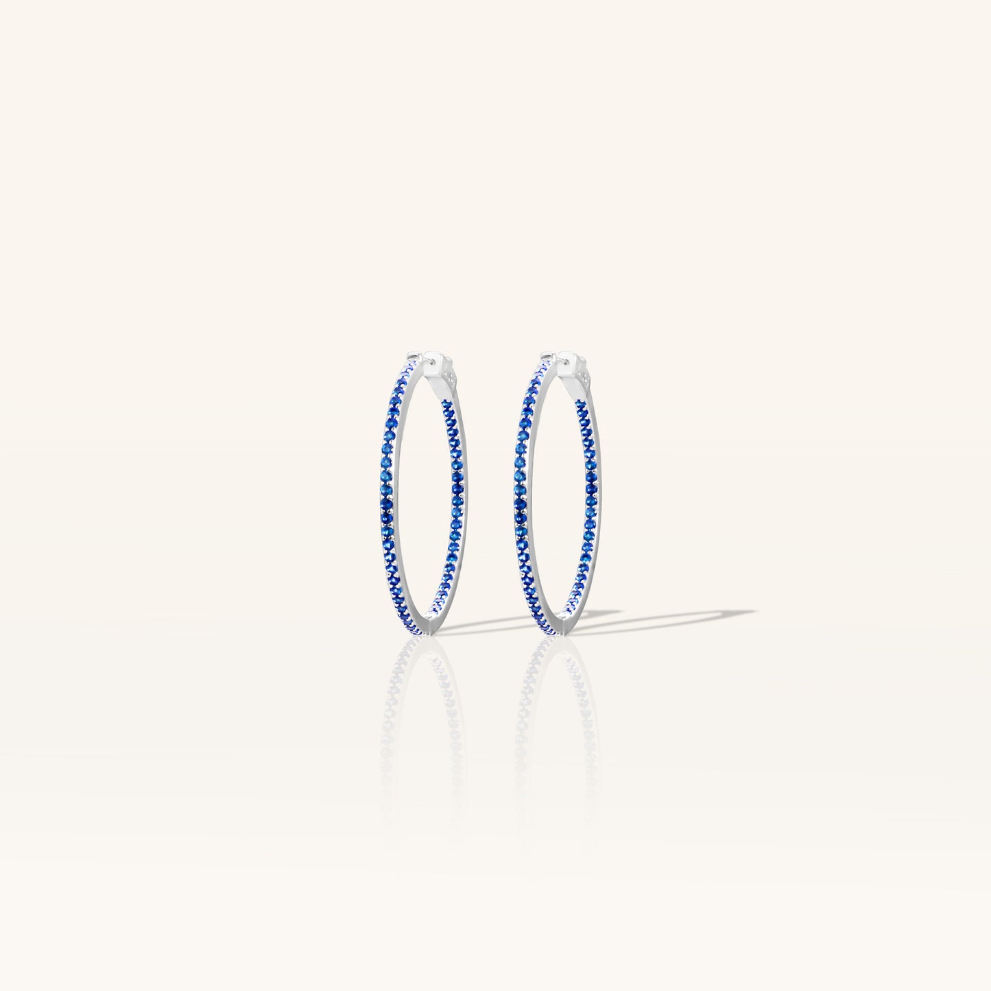 Single Line Blue Sapphire Hoops