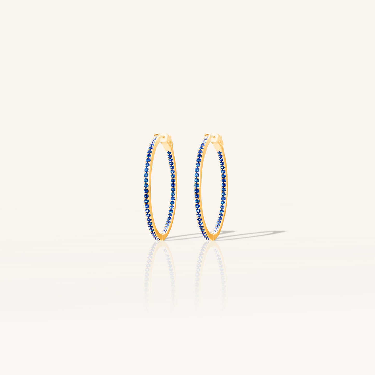 Single Line Blue Sapphire Hoops