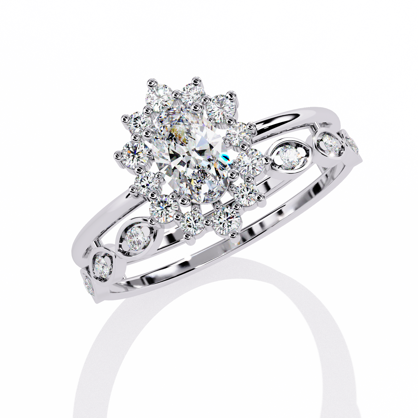 Oval Solitaire Stack Ring Lab Grown Diamond
