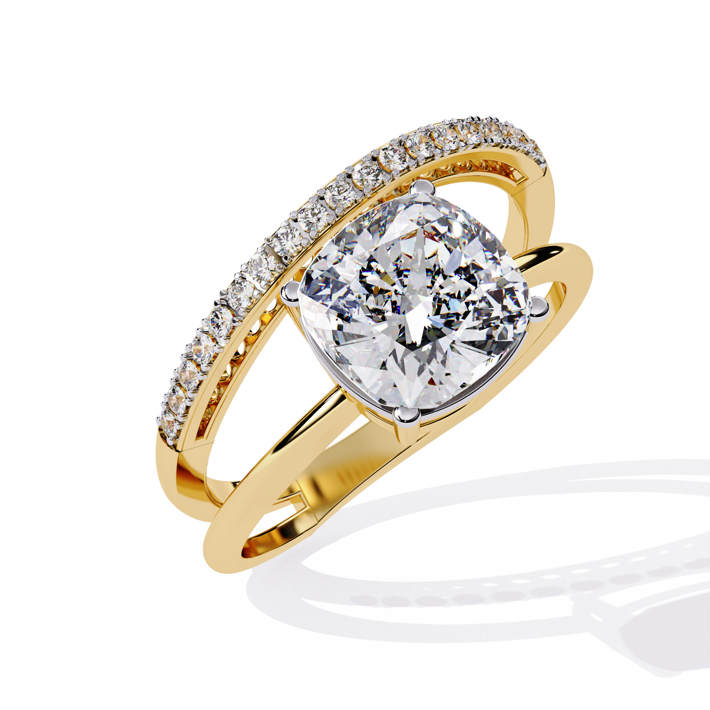 Saanvi Cushion Solitaire Ring Lab Grown Diamond