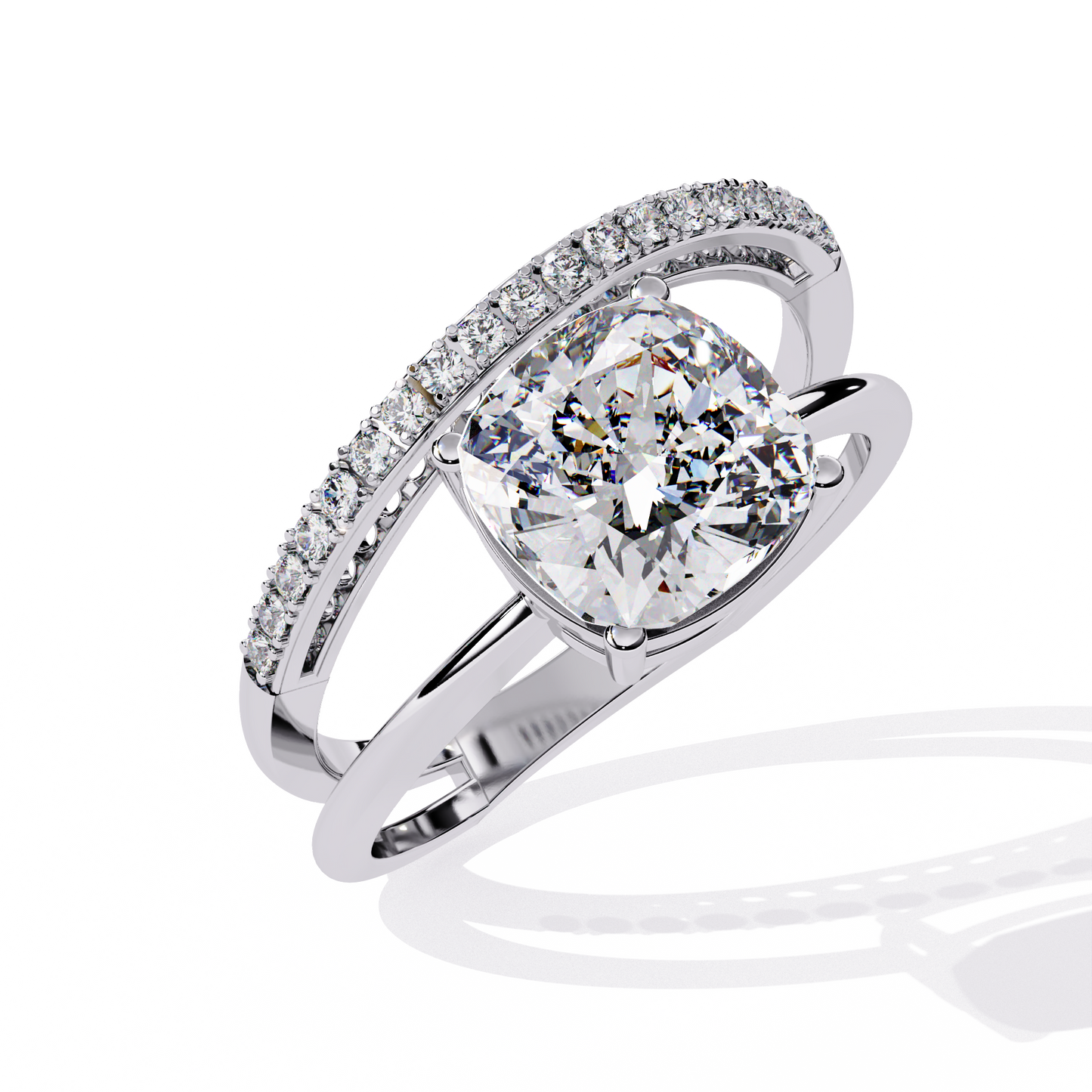 Saanvi Cushion Solitaire Ring Lab Grown Diamond