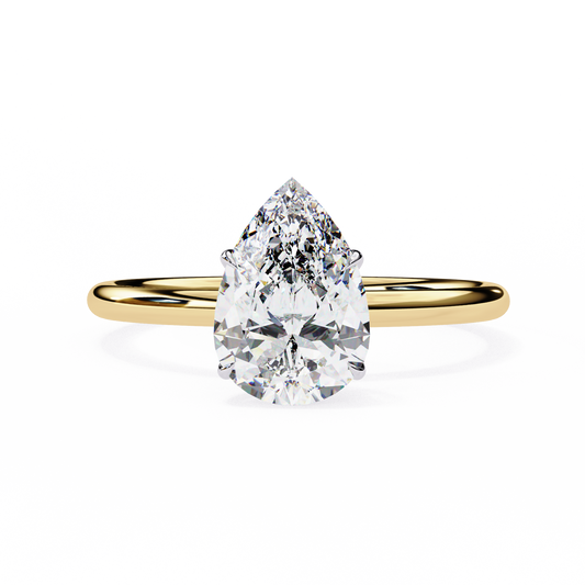 Aashi Pear Solitaire Ring Lab Grown Diamond
