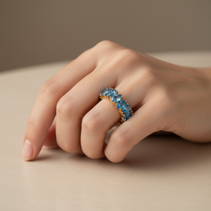 Pear Blue Dia Eternity Band
