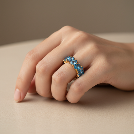 Pear Blue Dia Eternity Band