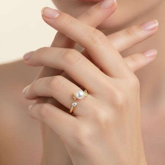 Pearl Bow Ring Large
