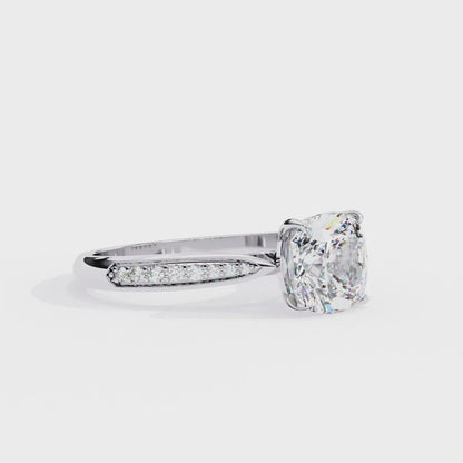 Isha Cushion Solitaire Ring Lab Grown Diamond