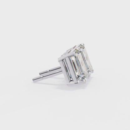 Emerald Solitaire Lab Grown Diamond Studs