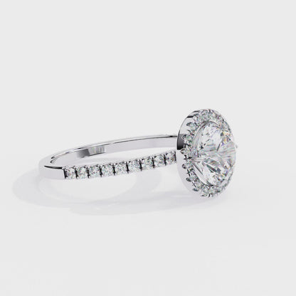 Mysha Round Solitaire Halo Ring Lab Grown Diamond