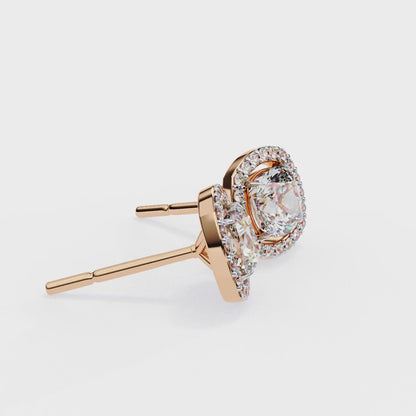 Zara Cushion Solitaire Lab Grown Diamond Studs