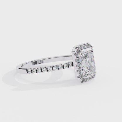 Aarya Radiant Solitaire Halo Ring Lab Grown Diamond