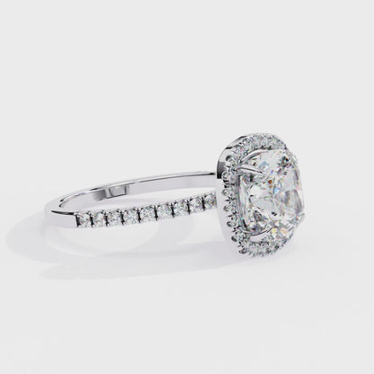 Aira Cushion Solitaire Halo Ring Lab Grown Diamond