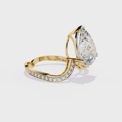 Vanshi Pear Solitaire Ring Lab Grown Diamond
